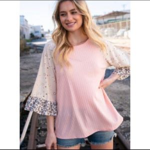 NWOT Color Block Leopard Top